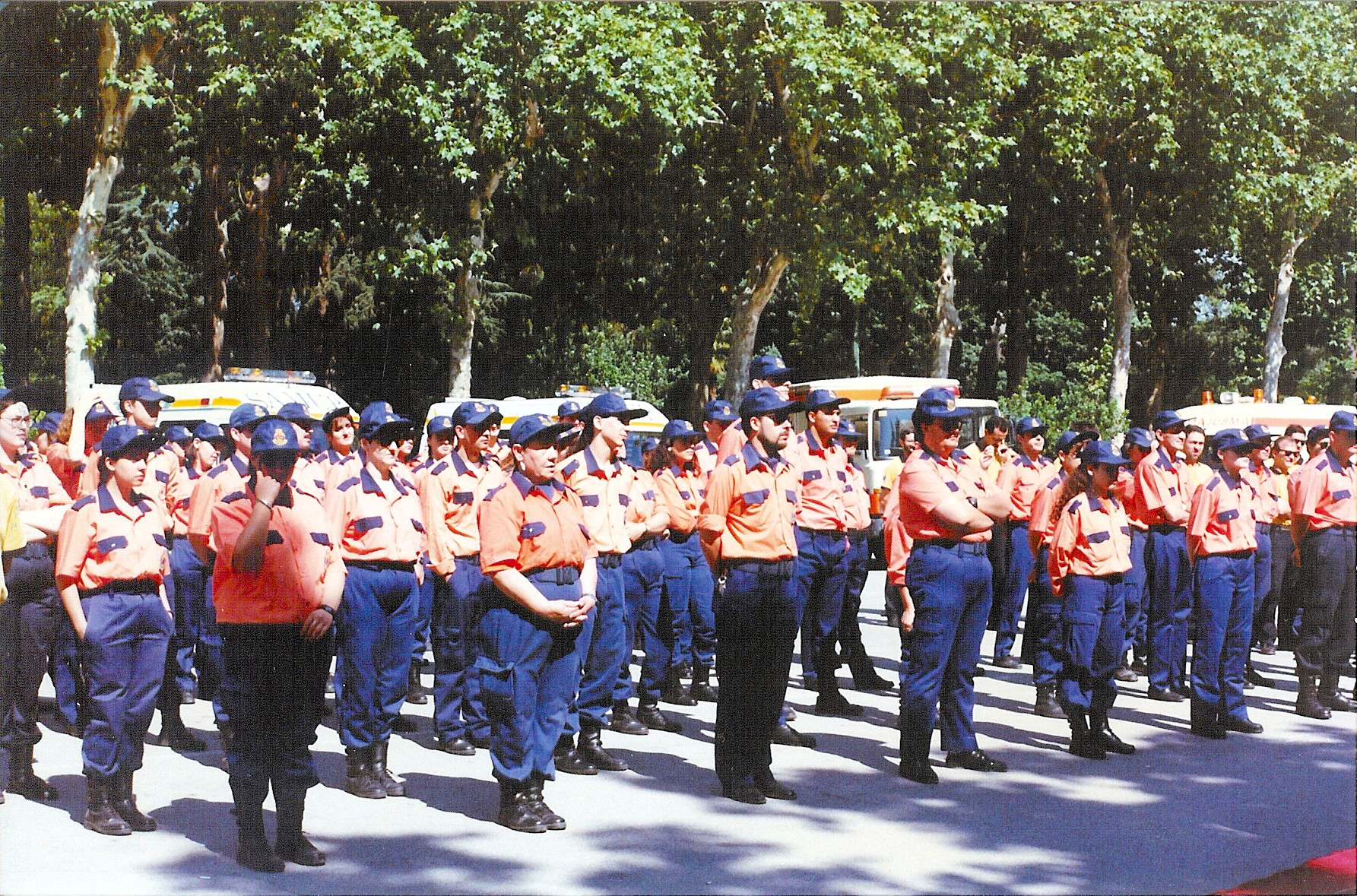 Volunteers forming for their day in 1996